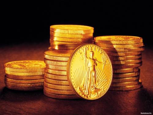 Монеты золотые в столбик